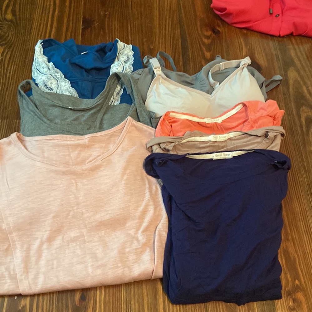 Lot of Nursing tops, bras, and gown! Size S and M